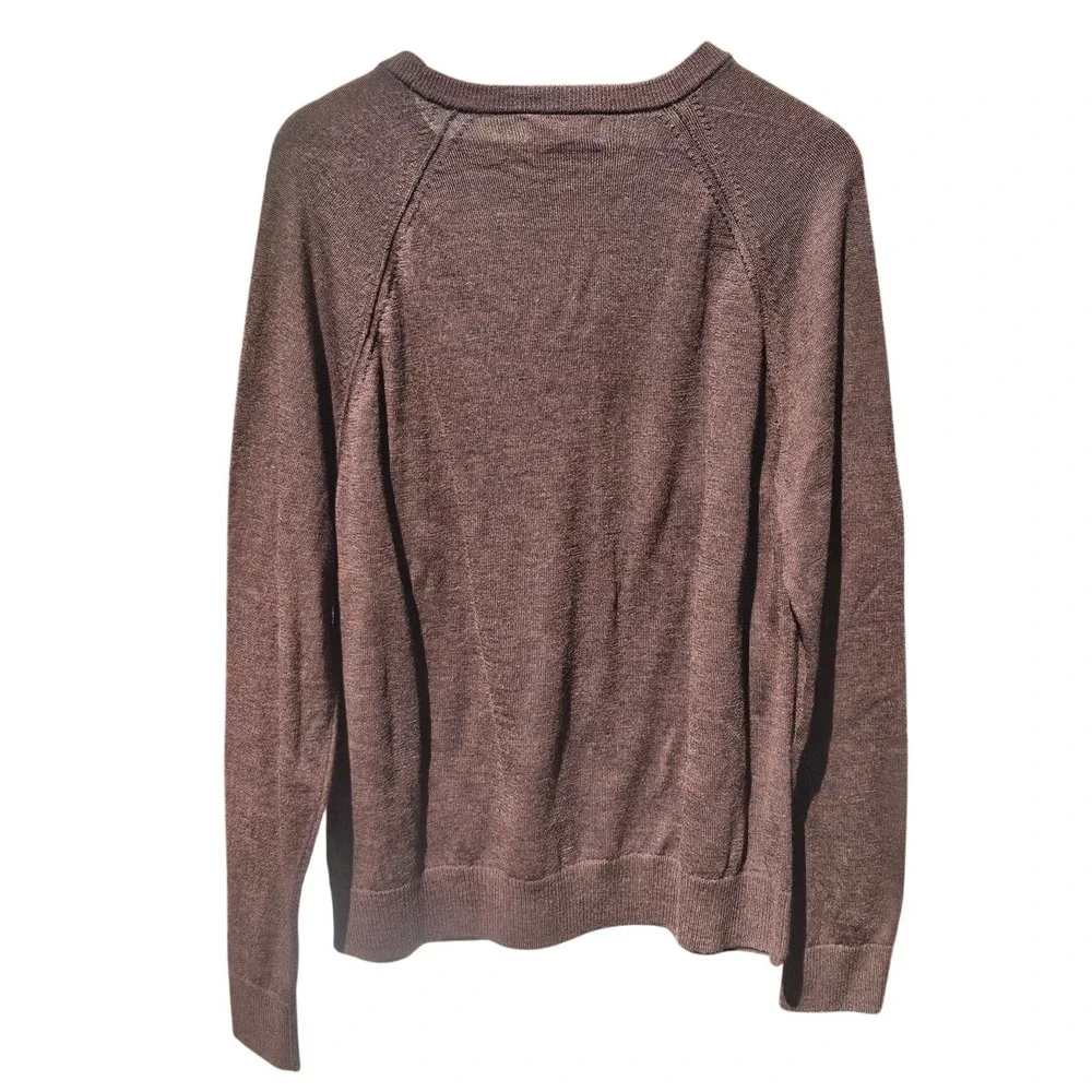 Banana Republic Mens XL Merino Wool‎ Sweater Dark Brown Raglan Crewneck Knit